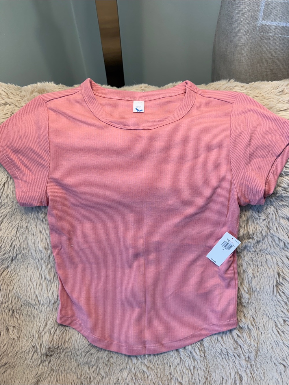 Old Navy Pink Ribbed Short Sleeve Tee